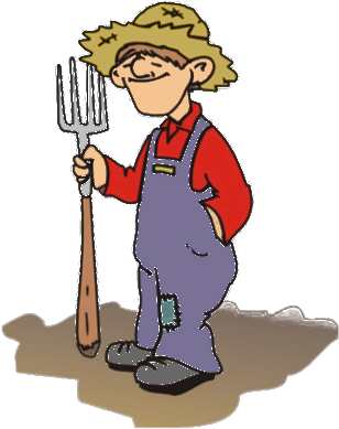 Whenever The Farmer Is With The Animals Or Plant, They - Farming Cartoon (380x400)