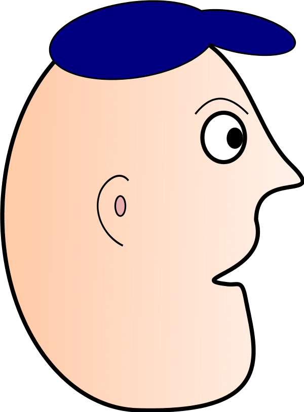 Cartoon Man Face Profile Wearing Cap - Clip Art (600x811)