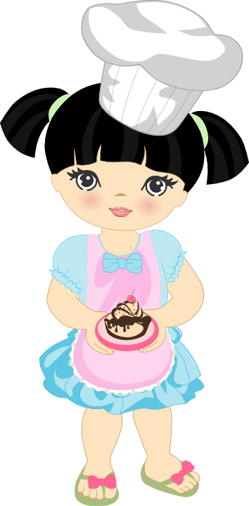 Food Clipart, Girl Clipart, Pastry Chef, Art Girl, - Desenho Chef De Cozinha Menina Png (354x720)