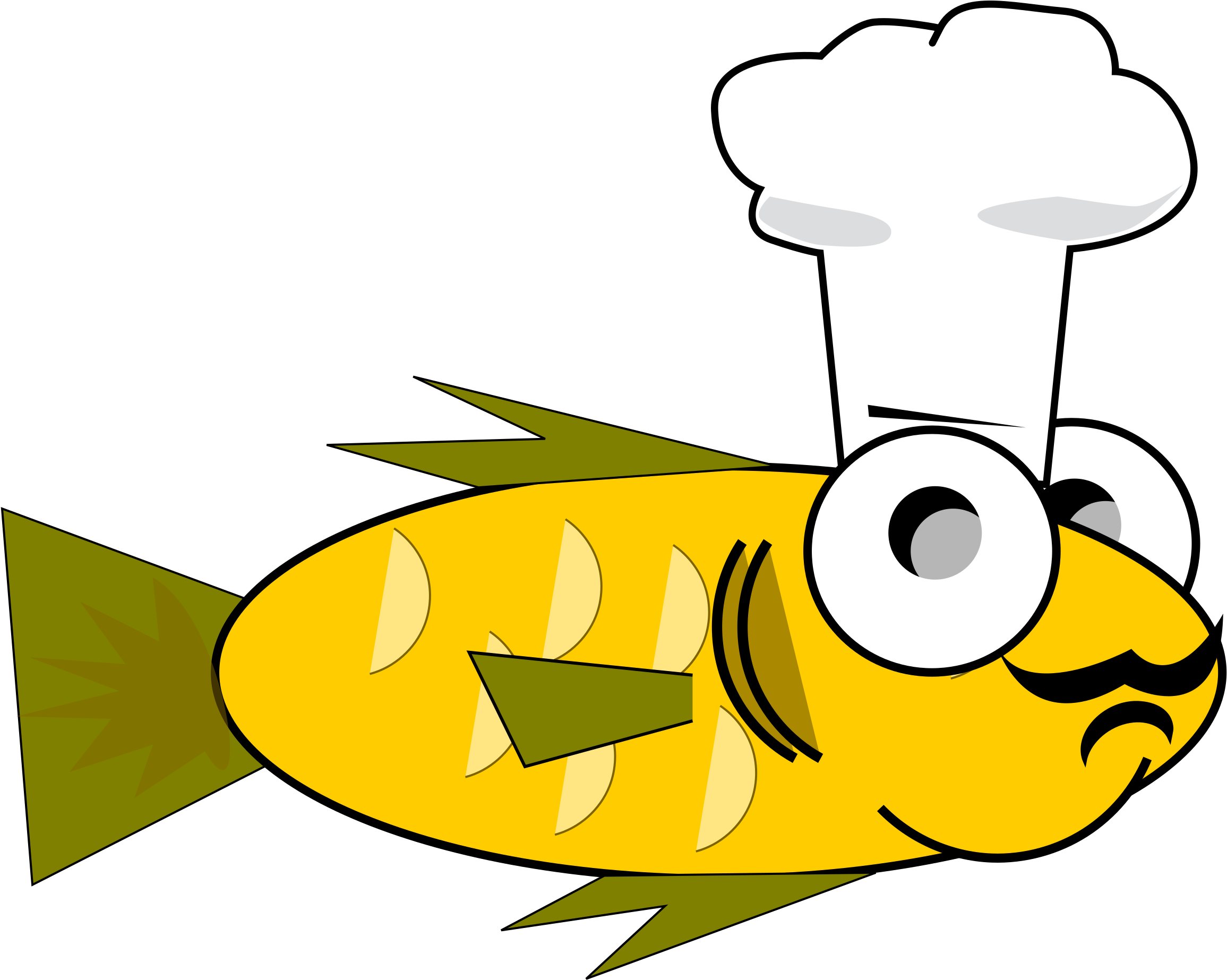 Big Image - Fish Wearing Chef Hat Shower Curtain (2400x2000)