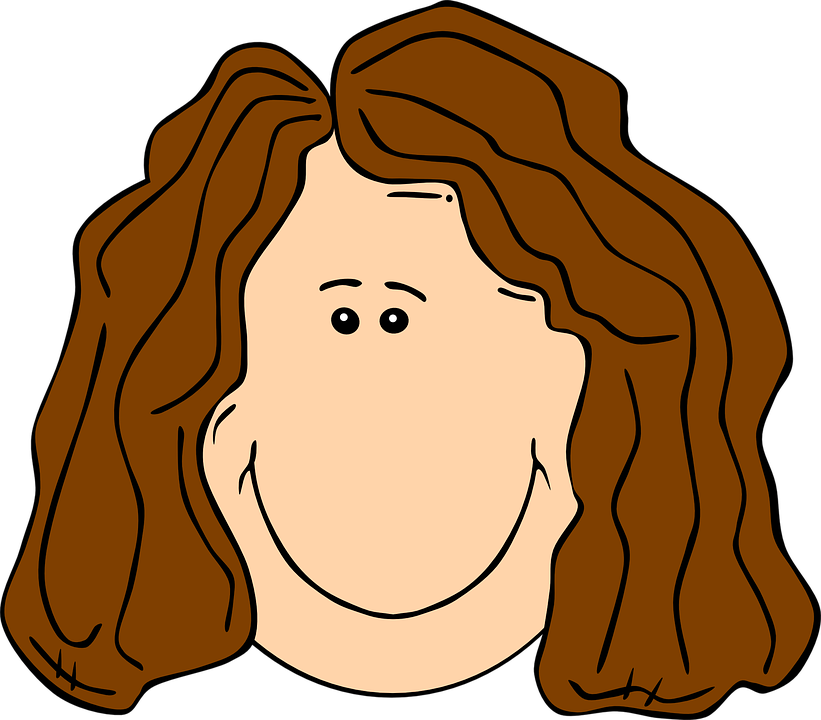 Smiling Brown Hair Lady Png Clip Art - Cartoon With Brown Hair (821x720)