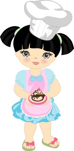 Food Clipartgirl Clipartpastry Chefart - Desenho Chef De Cozinha Menina Png (286x581)