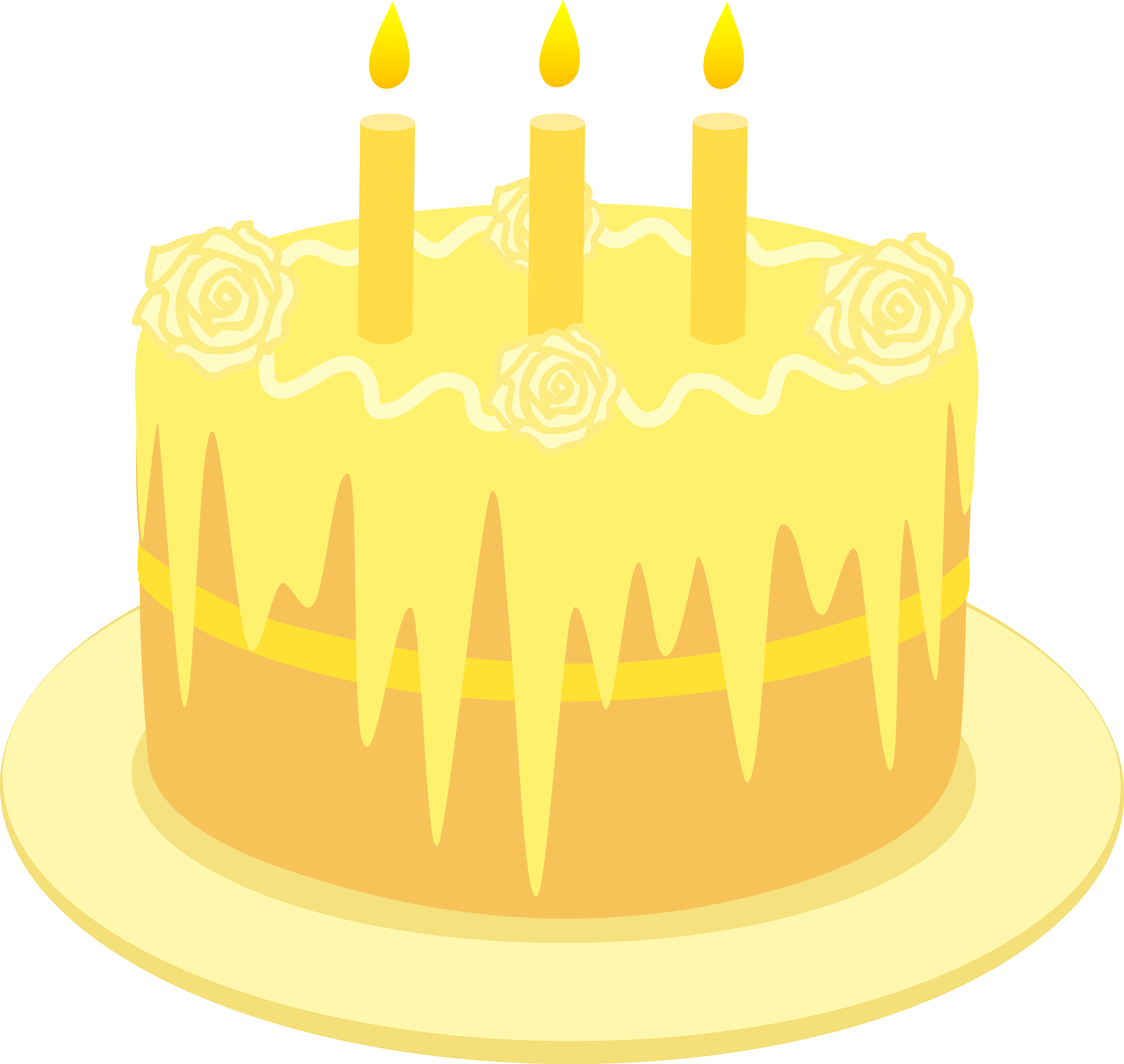 Lemon Birthday Cake With Candles - Yellow Birthday Cakes Clipart (6055x5733)
