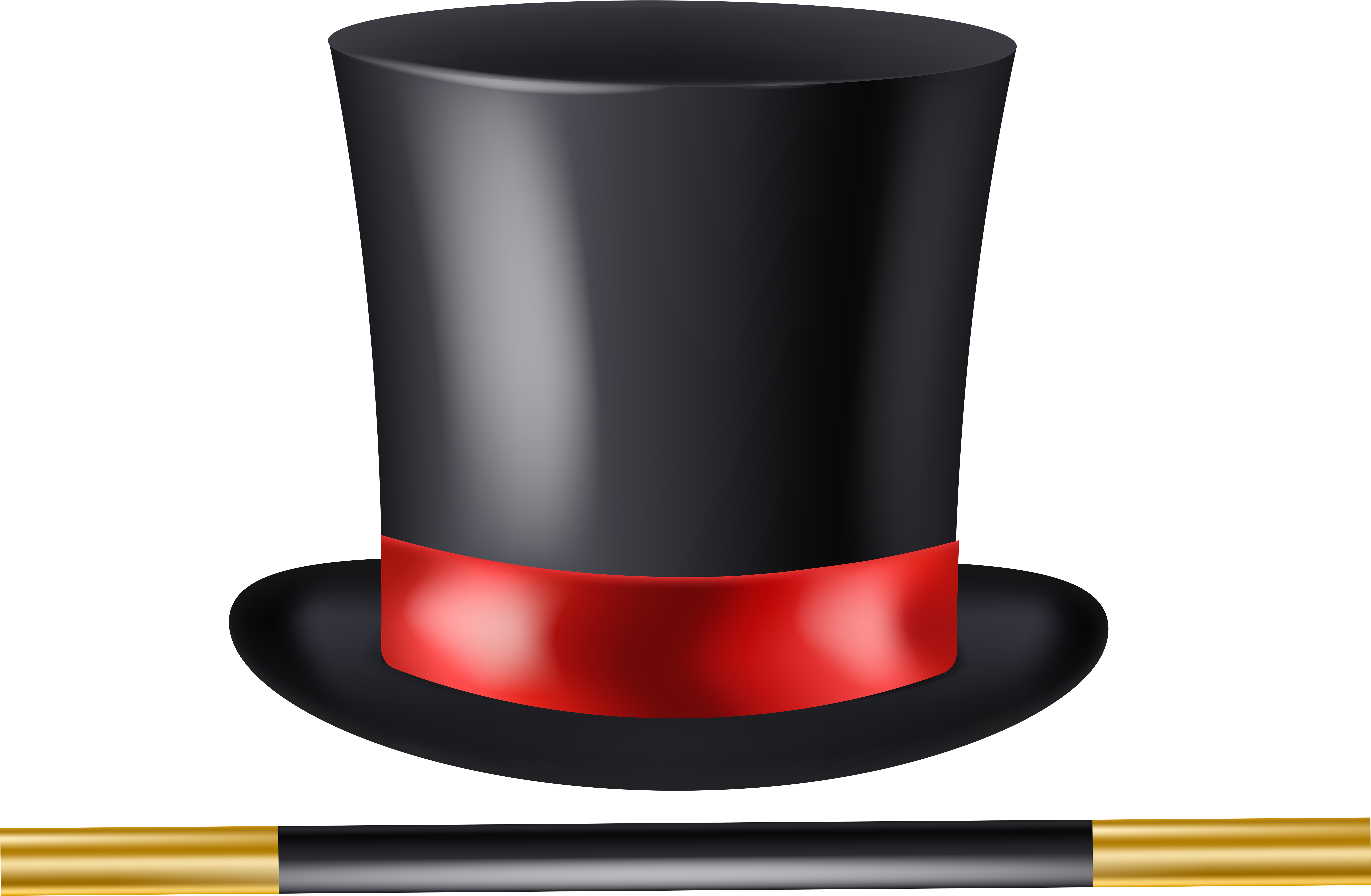 Magician Hat And Wand Transparent Clip Art - Magician Hat Png (8000x5249)