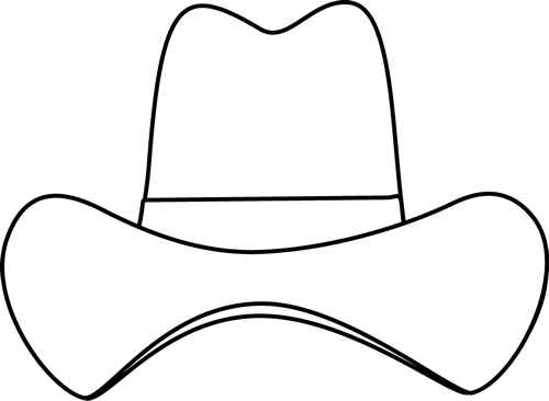 Top Hat Clipart Black And White - White Silhouette Of Cowboy Hat (500x366)
