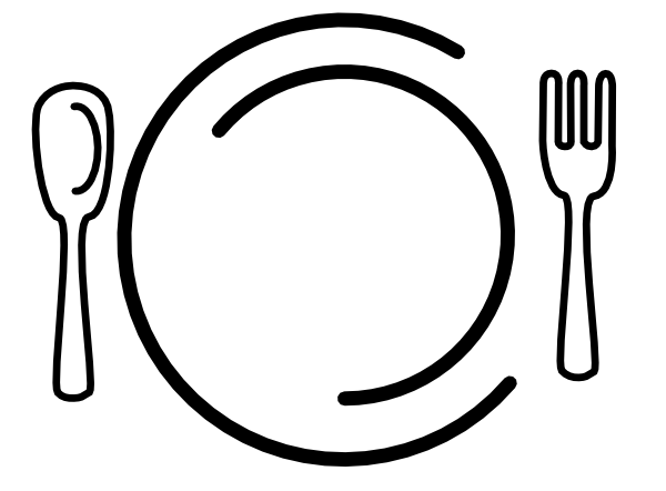 Folk Clipart Knife - Plate With Knife And Fork Clip Art (600x442)