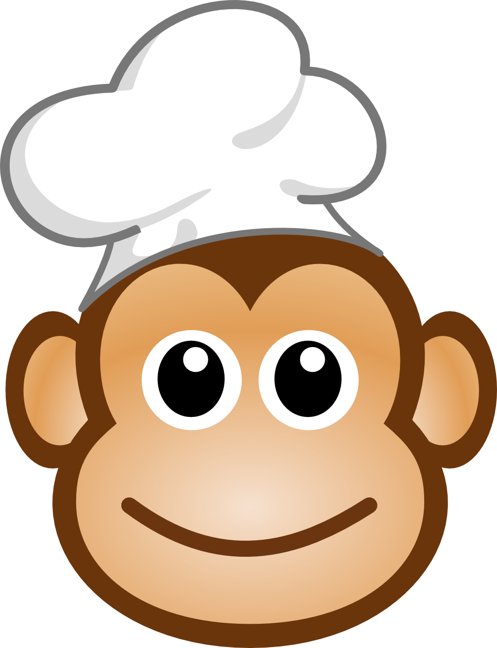 Logo Cuisine Amusante Singe Chef Aux Yeux Kawaii - Monkey Face Cartoon Type (1024x1335)
