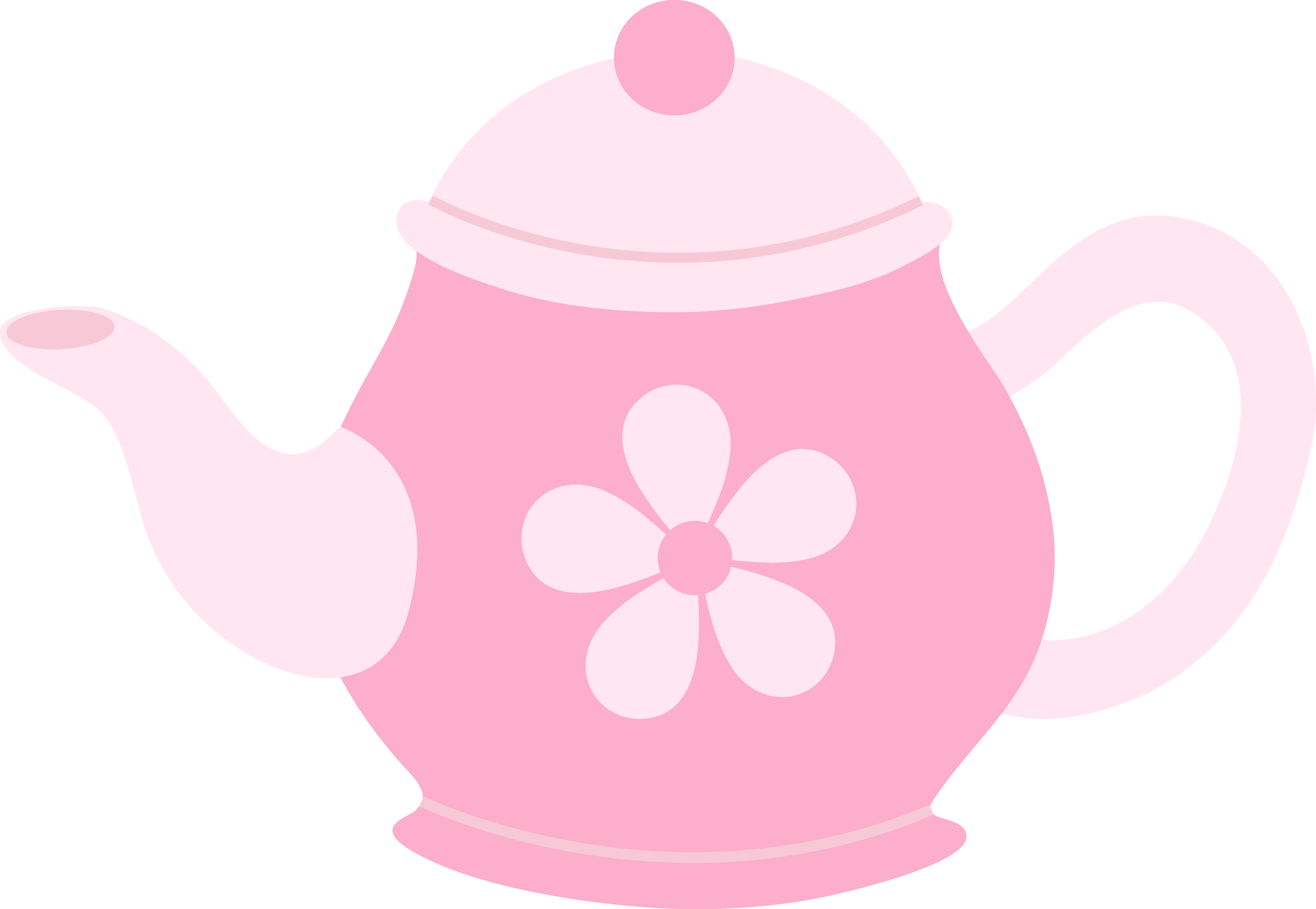 Pink Teapot With Flower - Pink Tea Pot Clip Art (7108x4910)