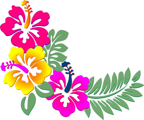 Hibiscus Corner Clip Art At Clker Com Vector Online - Flowers Clip Art (600x499)