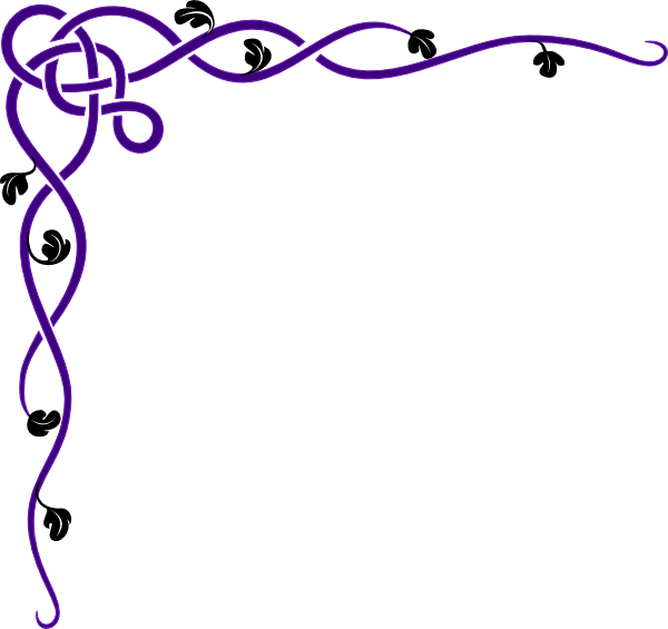Purple Flower Border Clip Art Free - Corner Designs For Pages (600x565)