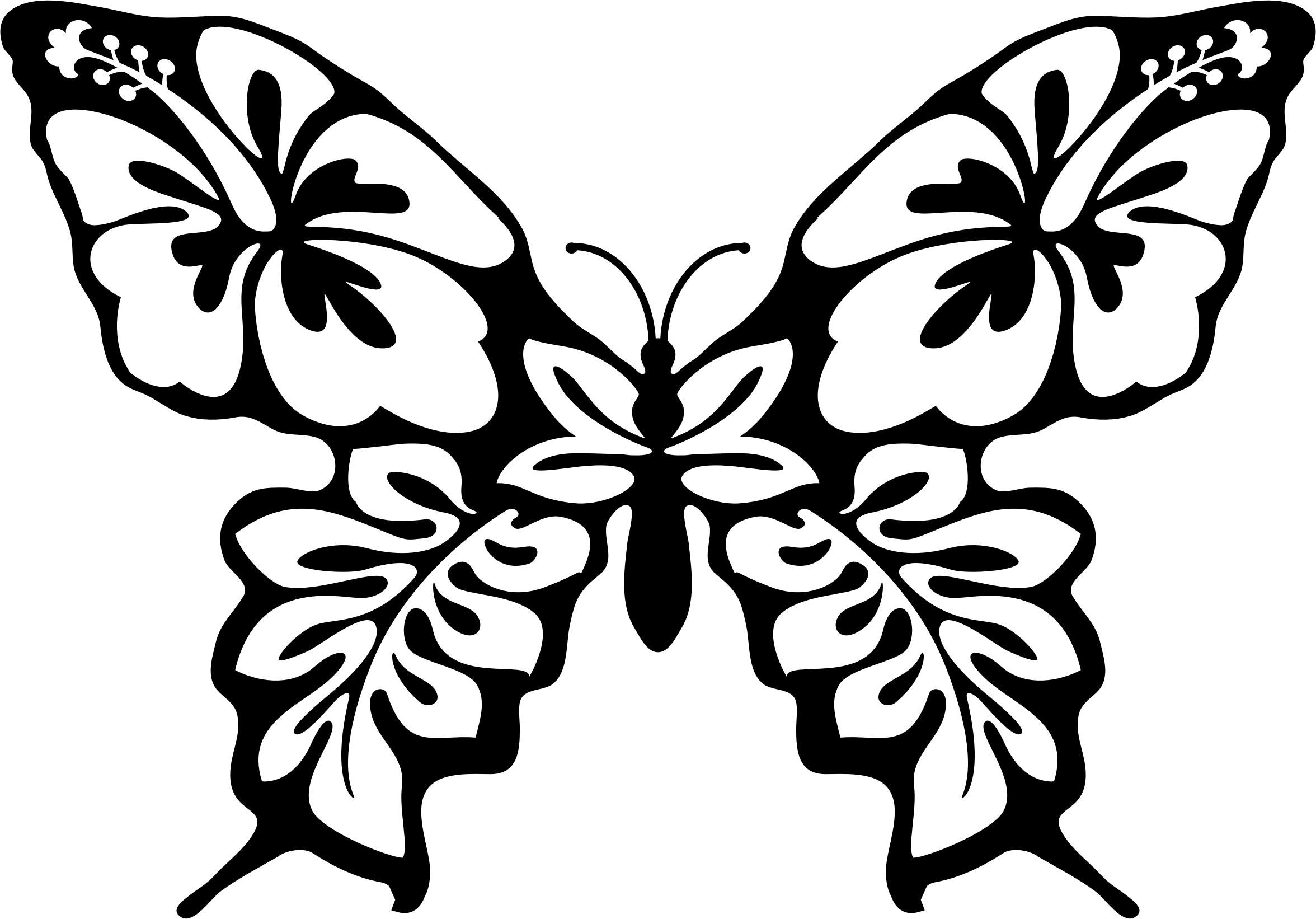 Clipart - Easy Drawings Of Flowers And Butterflies (2352x1642)