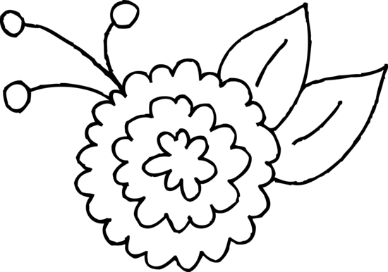 Cute Spring Flower Coloring Page - Cute Spring Clipart Black And White (550x386)