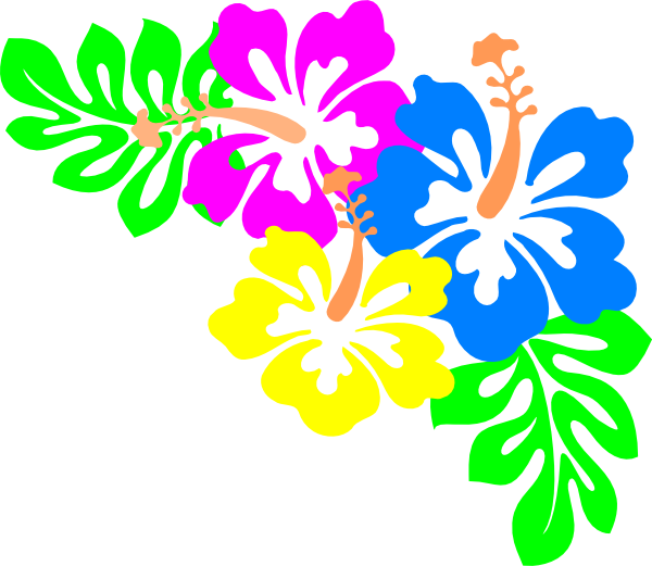 Hibiscus Clip Art - Hawaiian Flowers Border Png (600x521)