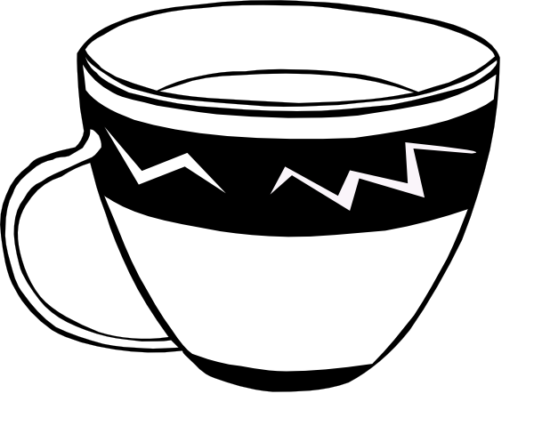 Png Cup Black And White Transparent Cup Black And White - Tea Cup Clip Art (600x497)