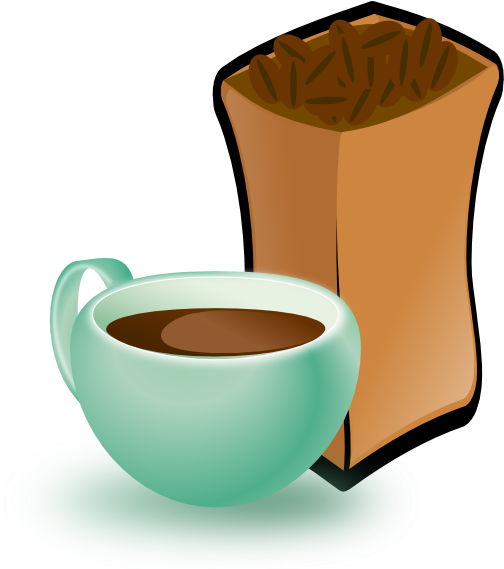 Clipart Cup Of Coffee With - Coffee Beans Clip Art (512x1210)