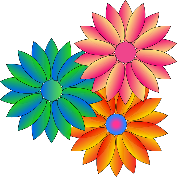 Coloured Daisies Clip Art - Animated Flowers Clip Art (600x598)