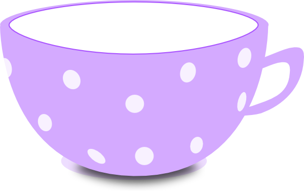 Purple And White Clip Art At Clker - Cute Tea Cup Clipart (600x381)