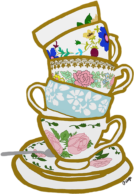 Teacup Drawing Clip Art - Stacked Tea Cups Transparent (600x700)