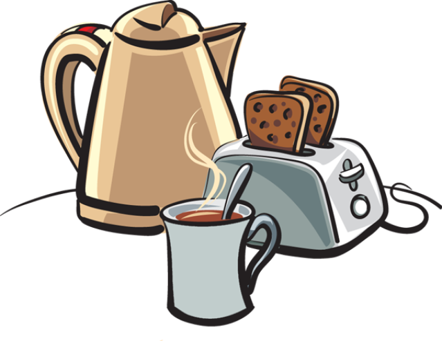 Danish Clipart Coffee And - Coffee And Toast Cartoon (639x494)