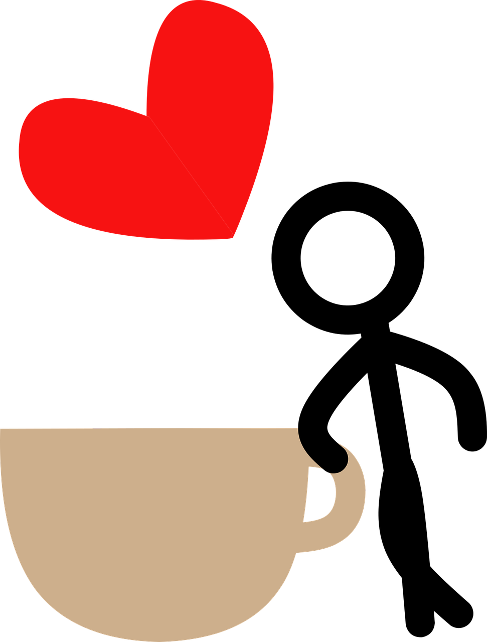 Coffee, Coffee, Heart, Love, Stick Man, Drink - Stick People Drinking Coffee (971x1280)
