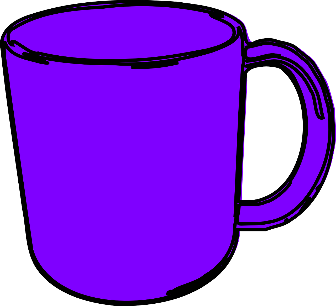 Purple Clipart Coffee Cup - Cartoon Image Of Mug (1280x1166)