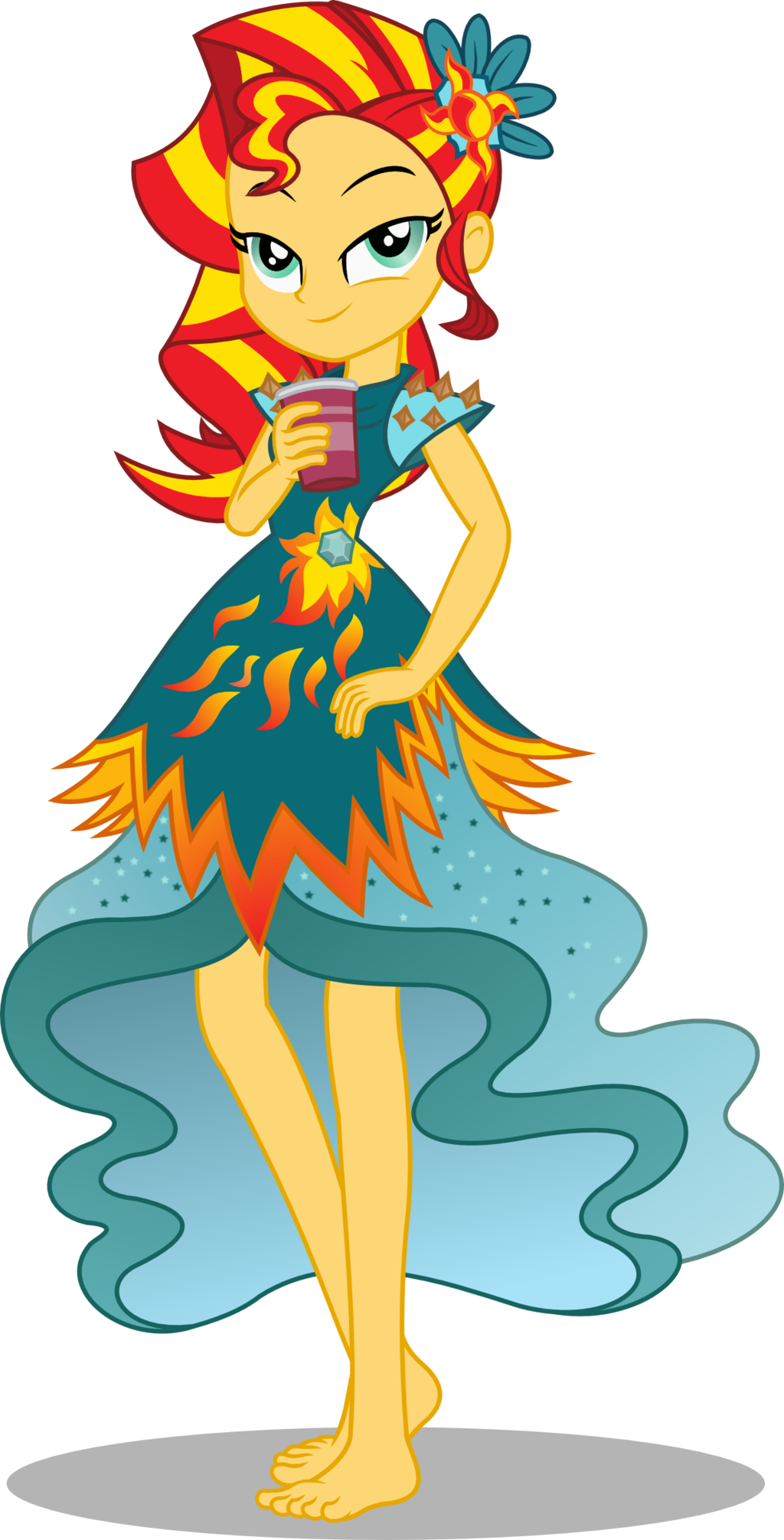 Seahawk270, Barefoot, Beverage, Clothes, Crystal Gala, - Equestria Girls Legend Of Everfree Sunset Shimmer (1024x2011)