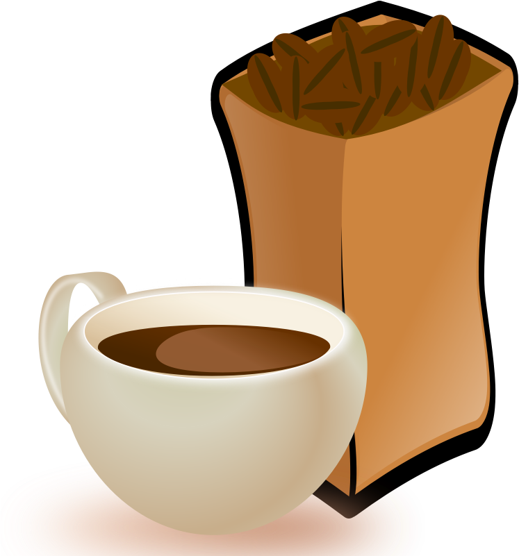 Cup Of Coffee With Sack Of Coffee Beans - Coffee Beans Clip Art (800x800)