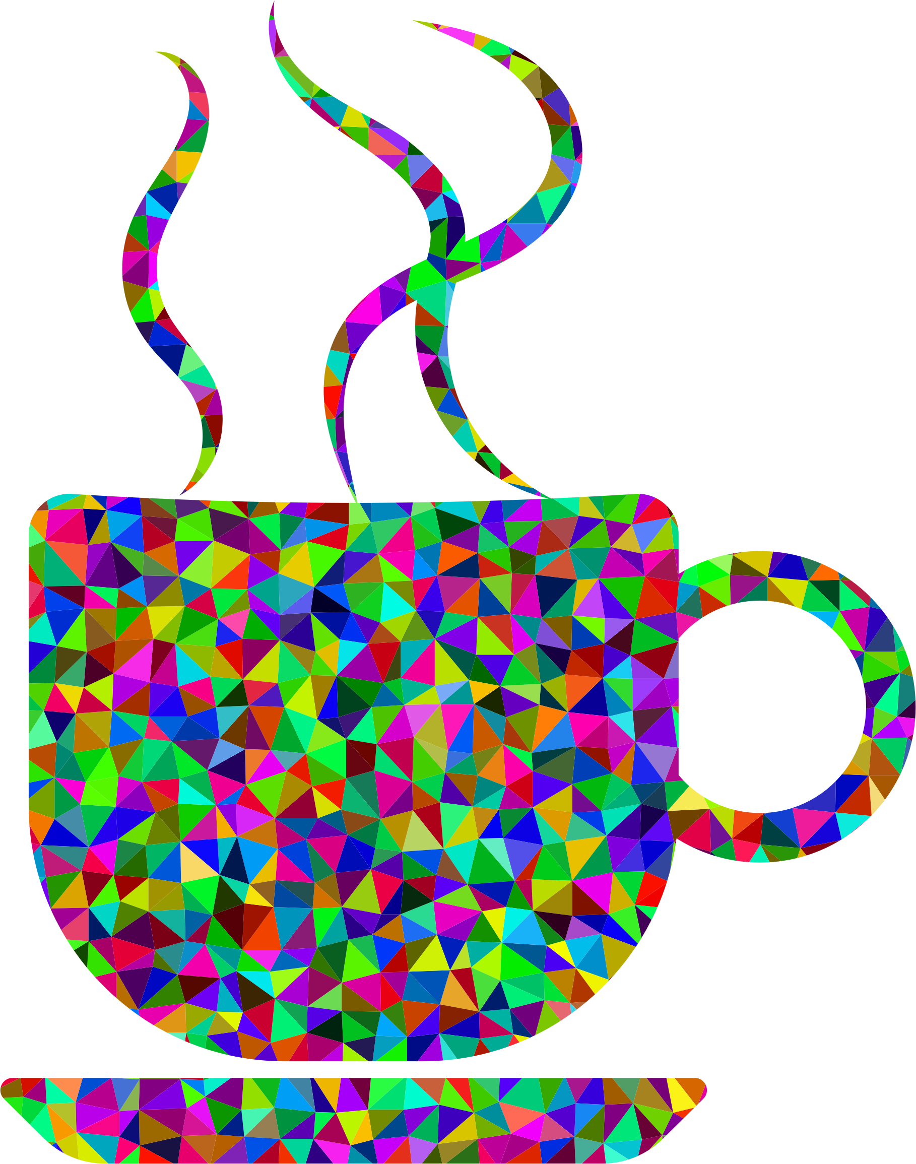 Low Poly Coffee Cup - Prismatic Rainbow 16 Oz Stainless Steel Travel Mug (1818x2310)