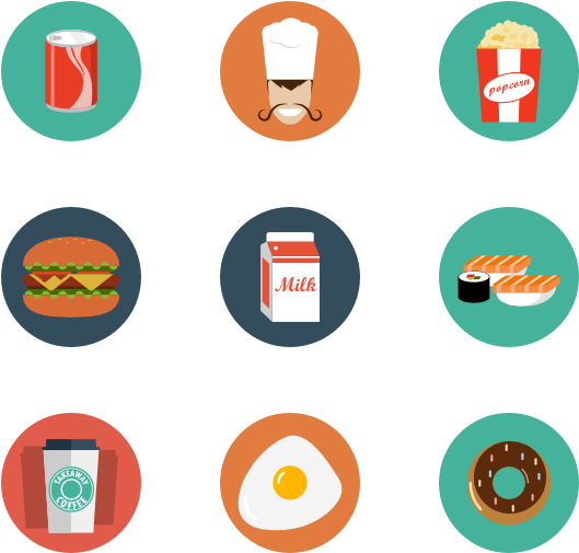 Food & Drink 13 Icons - Graphic Design Flat Icon (600x564)