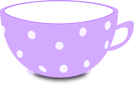 Cup Purple Tea Bowl Empty Dotted Cup Cup T - Cute Tea Cup Clipart (535x340)