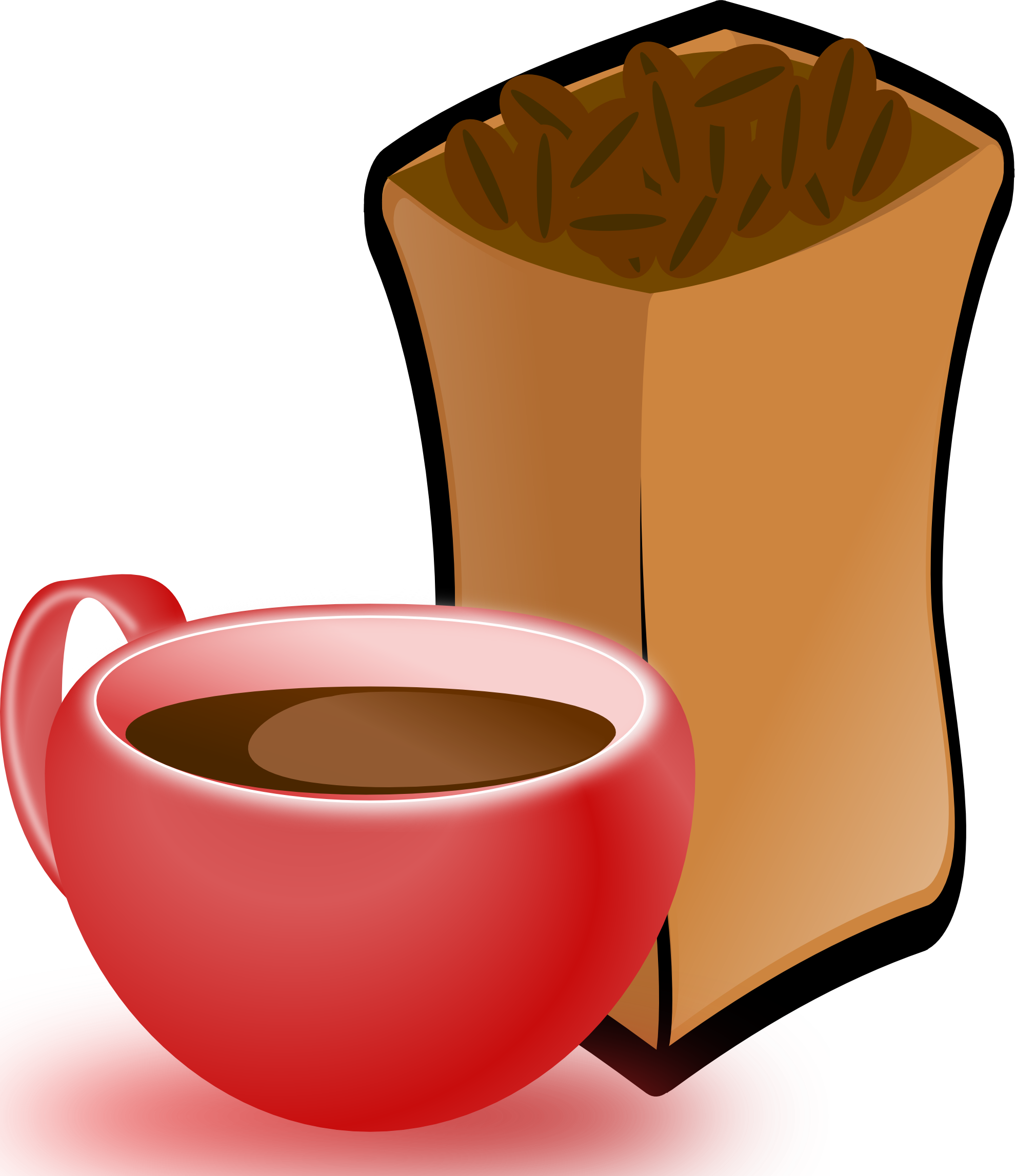 Cup Of Coffee With Sack Of Coffee Beans 4 555px - Coffee Beans Clip Art (1979x2293)