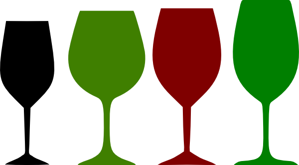 Glasses Clipart Red Wine Glass - Green Wine Glass Clipart (600x331)