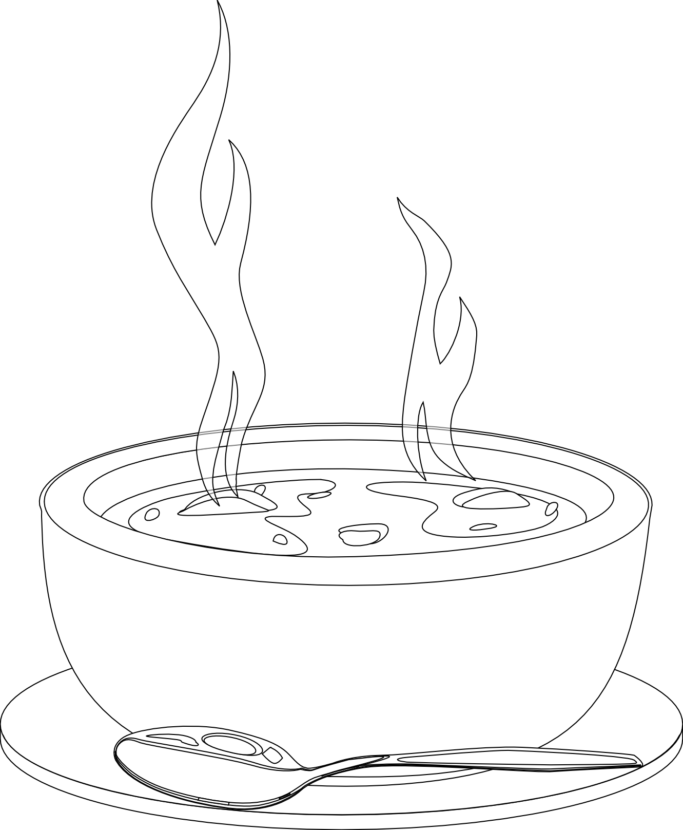 Hot Soup Clipart Black And White - Html (1331x1616)