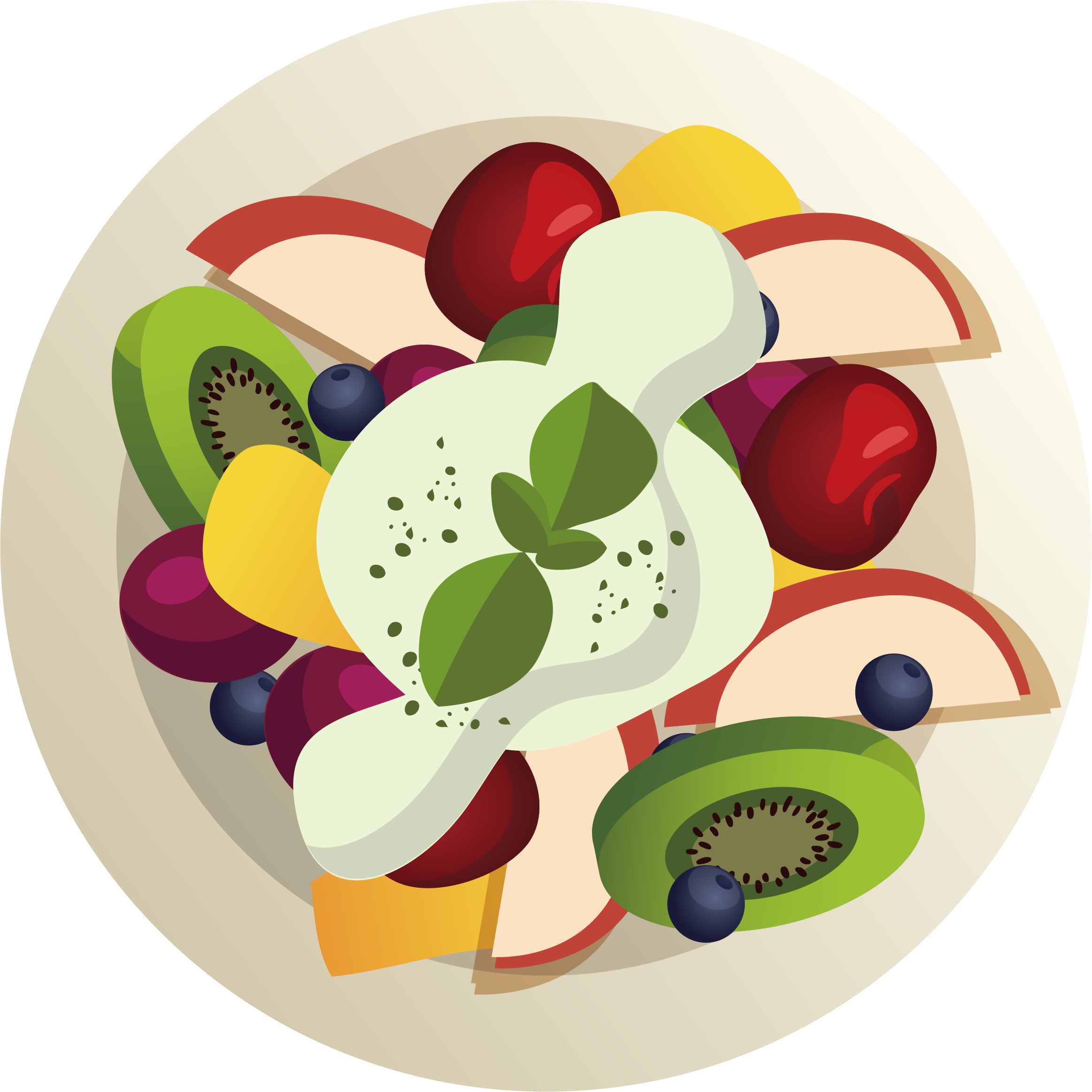 Indian Cuisine Vegetarian Cuisine Veganism Food - Fruit Salad Cartoon Png (2326x2326)