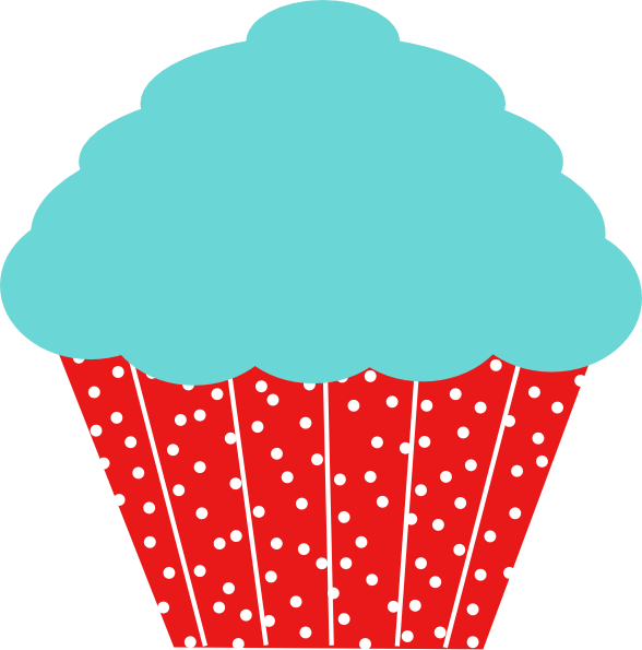Robin Egg Blue And Red Polkadot Cupcake Clip Art At - Robin Egg Blue And Red (588x595)