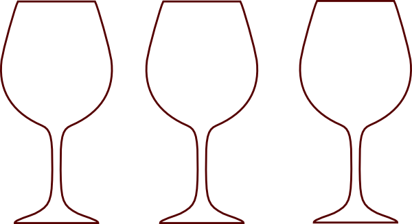 Wine Glass Silhouettes Clip Art - Wine Glass Outline Clip Art (600x327)