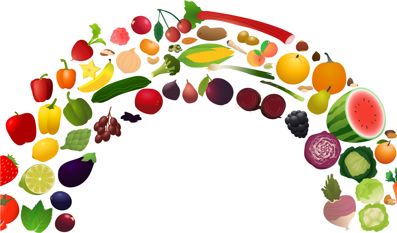 Healthy Diet Nutrition Health Food Fruit Clip Art - Fruit And Vegetable Rainbow (1500x912)