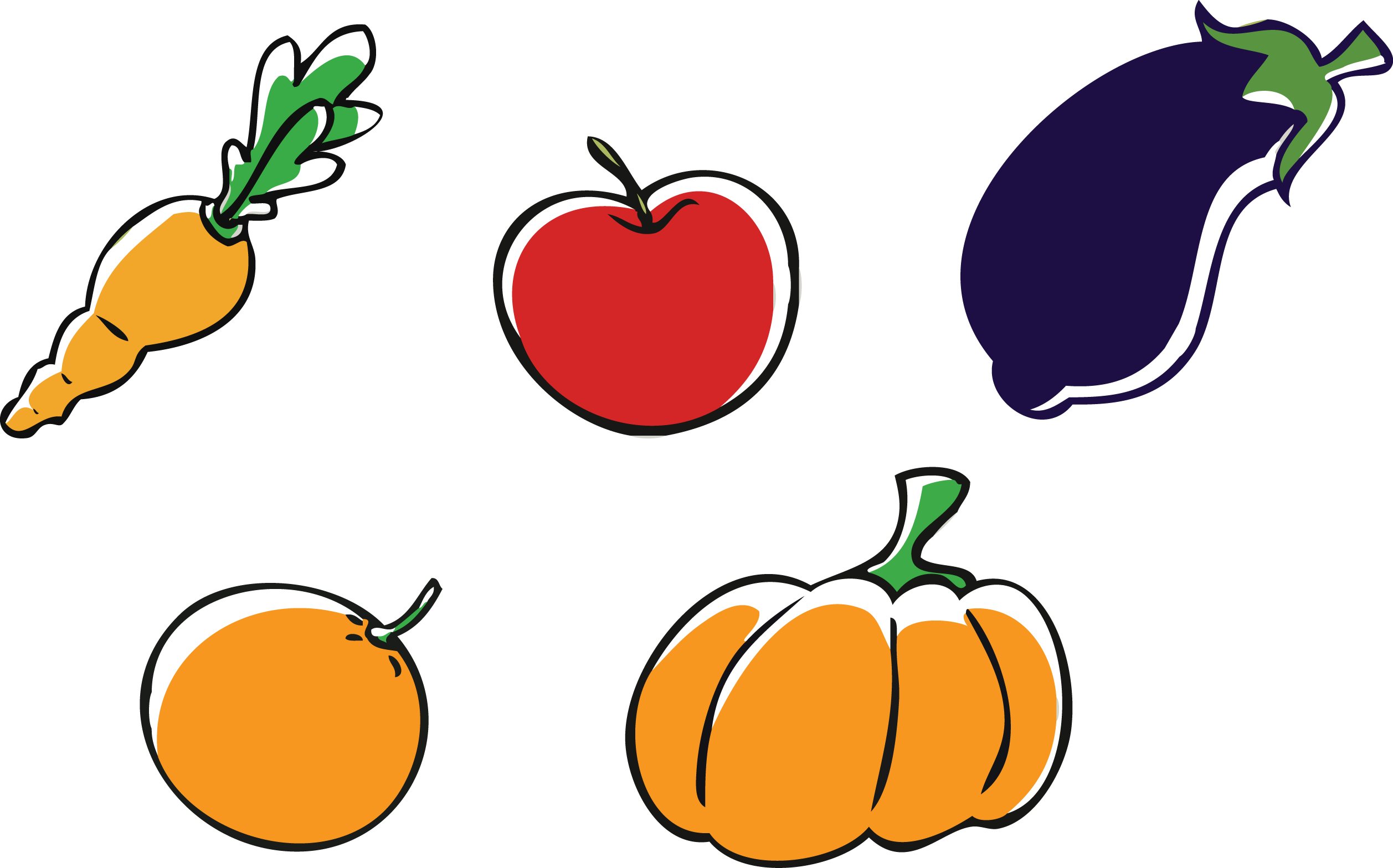Apple Pumpkin Vegetable Clip Art - Dibujos De Frutas Y Verduras (2515x1568)