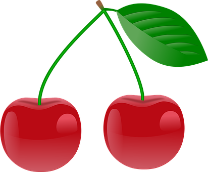 Cherry, Red, Ripe, Two, Fruits, Plants - Cereja Vetor Png (412x340)