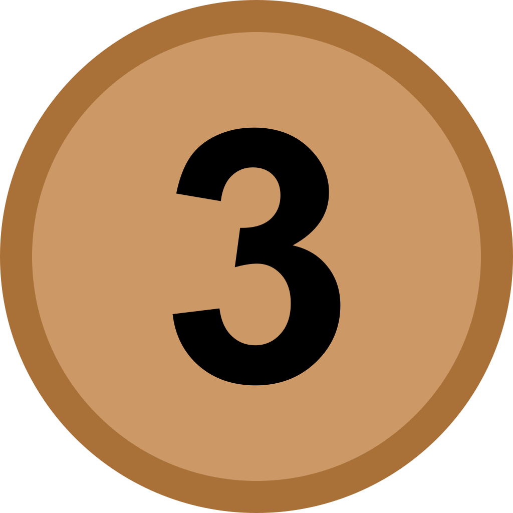 Bronze Medal Icon - 3 In A Circle (1024x1024)