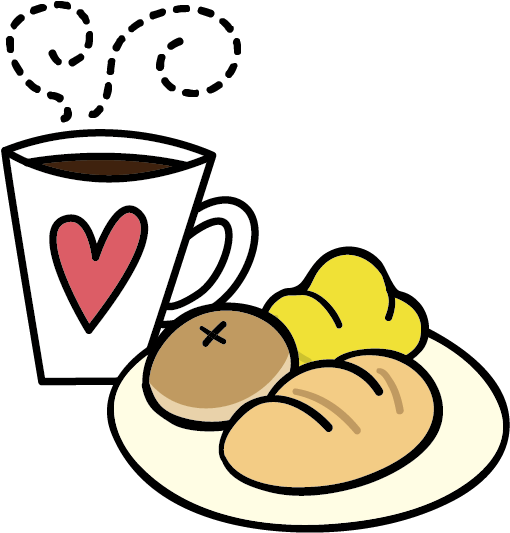 Breakfast Coffee Food Bread Clip Art - Café Da Manhã Desenho (625x625)