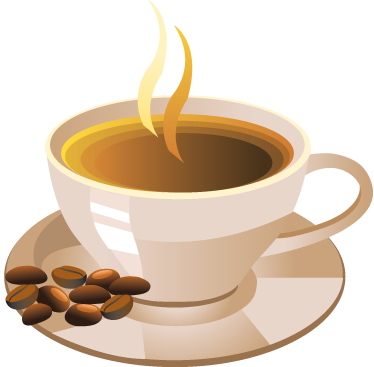 Cup Of Coffee With Coffee Beans - Food Vector Free Download (374x367)