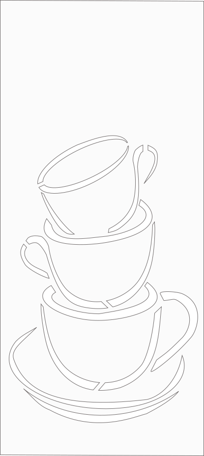 Coffee Art Scroll Saw Pattern - Line Art (415x928)