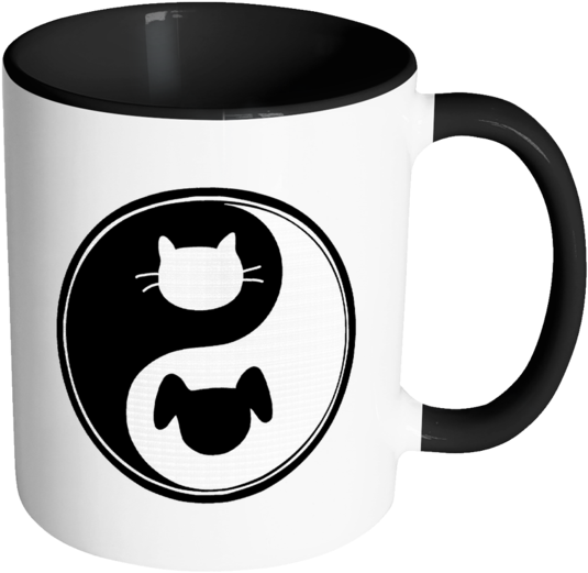 Yin Yang Color Accent Coffee Mug Choice Of Accent Color - Tafree Best Friend Yin Yang Cat Dog Tai Ji Pattern (600x600)