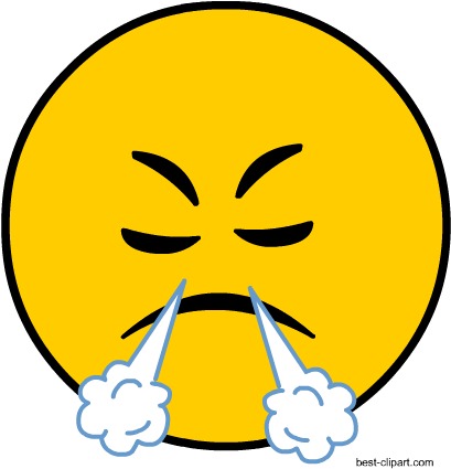 Face With Steam From Nose, Free Clip Art - Thinking Clipart (450x450)