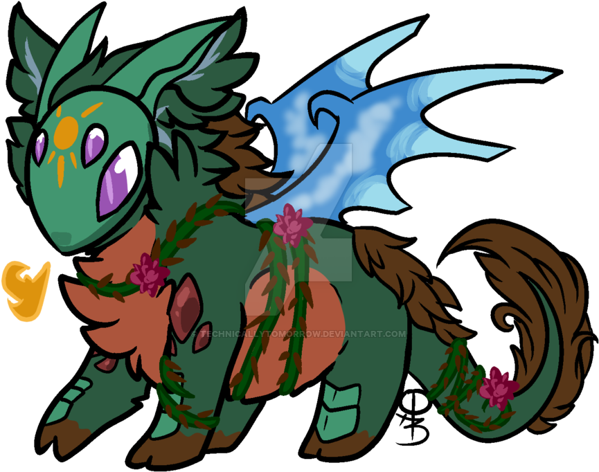 Winter-sunflower Teacup Dragon Kurion Offspring By - Cartoon (900x720)