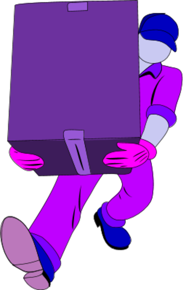 Warehouse Man Carrying A Closed Box - Shipping And Receiving Clerk (600x952)