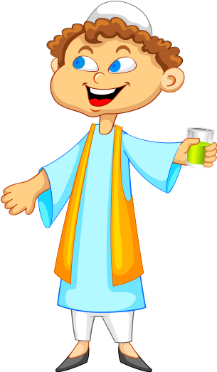 Clipart Elinde Bardak Tutan Başı Fesli Çocuk - Jesus (450x600)