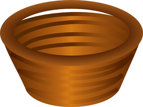 Basket No Handle Clip Art - Brown Basket Clip Art (600x448)