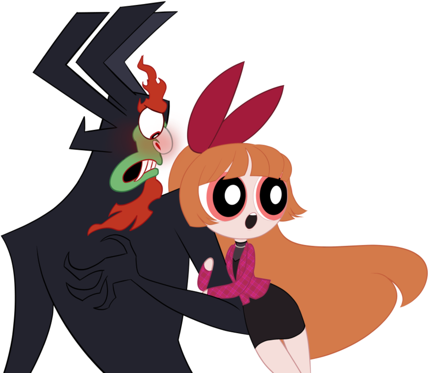 Crazydemonkitty 51 2 Oh Shit By Teacupballerina - Aku X Blossom Fanart (900x774)